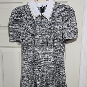 Karl Lagerfeld Black and White Textured Mini Dress